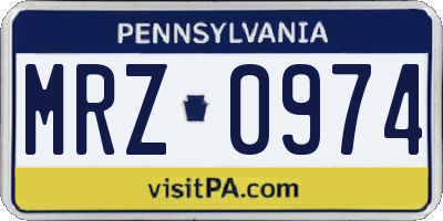 PA license plate MRZ0974