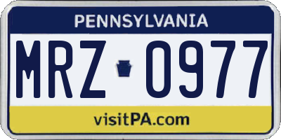 PA license plate MRZ0977