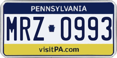 PA license plate MRZ0993