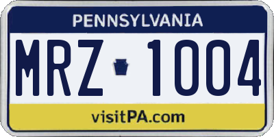 PA license plate MRZ1004