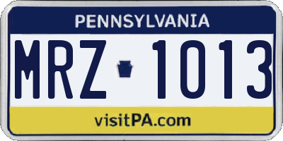 PA license plate MRZ1013