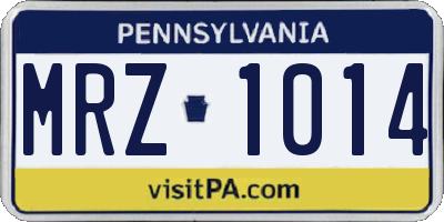 PA license plate MRZ1014