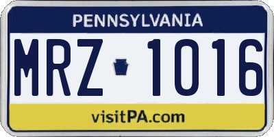 PA license plate MRZ1016