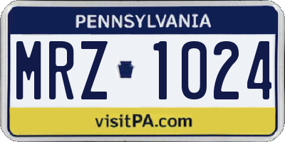 PA license plate MRZ1024