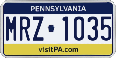 PA license plate MRZ1035