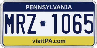 PA license plate MRZ1065