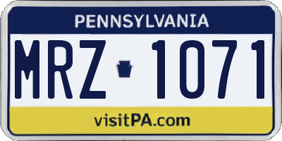 PA license plate MRZ1071
