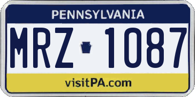 PA license plate MRZ1087