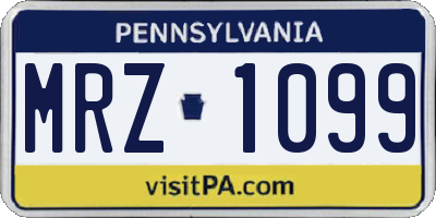 PA license plate MRZ1099