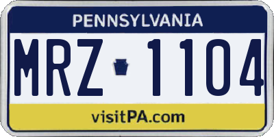 PA license plate MRZ1104