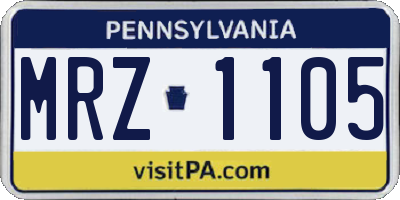 PA license plate MRZ1105