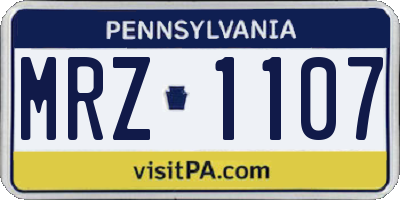 PA license plate MRZ1107