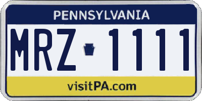 PA license plate MRZ1111