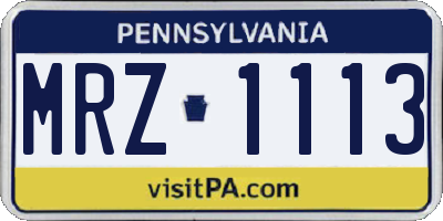 PA license plate MRZ1113