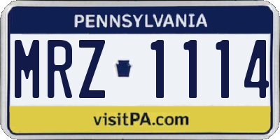 PA license plate MRZ1114
