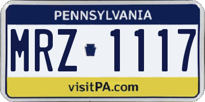 PA license plate MRZ1117