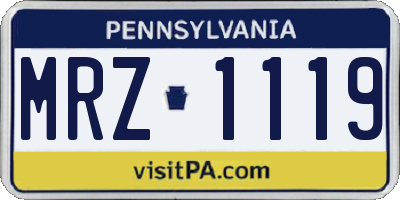PA license plate MRZ1119