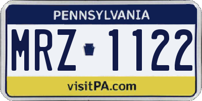 PA license plate MRZ1122