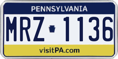 PA license plate MRZ1136