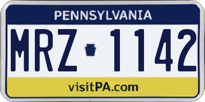 PA license plate MRZ1142