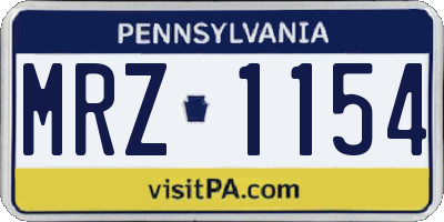PA license plate MRZ1154