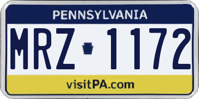 PA license plate MRZ1172