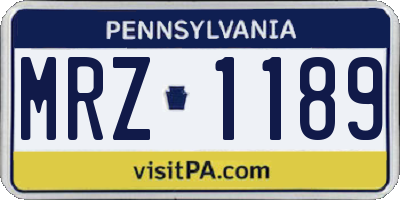 PA license plate MRZ1189