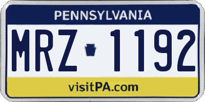 PA license plate MRZ1192