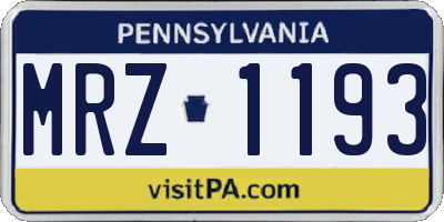 PA license plate MRZ1193