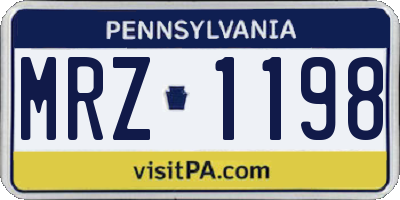 PA license plate MRZ1198