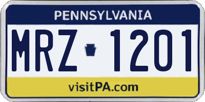 PA license plate MRZ1201