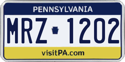 PA license plate MRZ1202