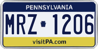 PA license plate MRZ1206