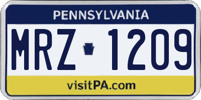PA license plate MRZ1209
