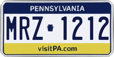PA license plate MRZ1212