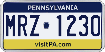 PA license plate MRZ1230