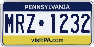 PA license plate MRZ1232