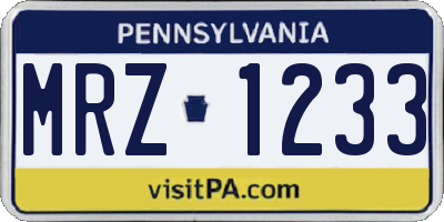 PA license plate MRZ1233