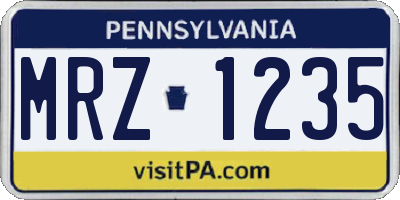 PA license plate MRZ1235