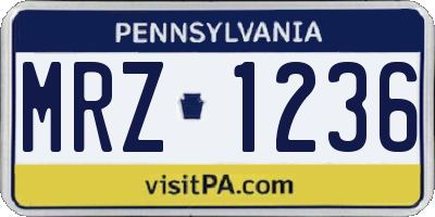 PA license plate MRZ1236