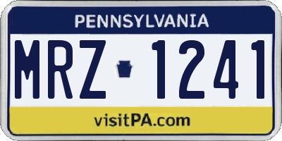PA license plate MRZ1241