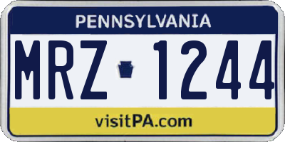 PA license plate MRZ1244
