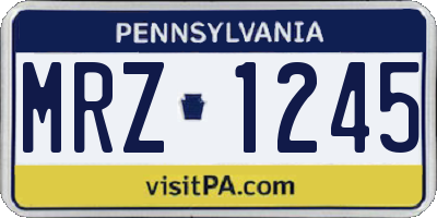 PA license plate MRZ1245