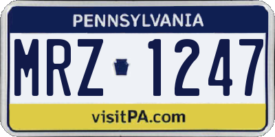 PA license plate MRZ1247