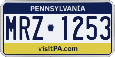 PA license plate MRZ1253