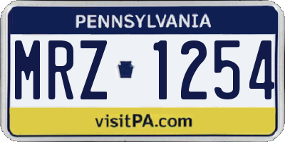 PA license plate MRZ1254