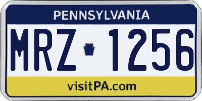 PA license plate MRZ1256