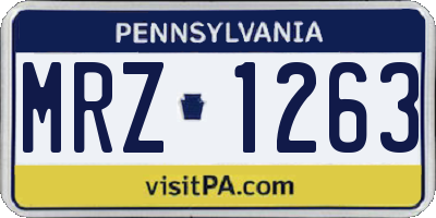 PA license plate MRZ1263