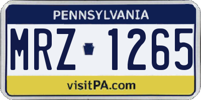 PA license plate MRZ1265
