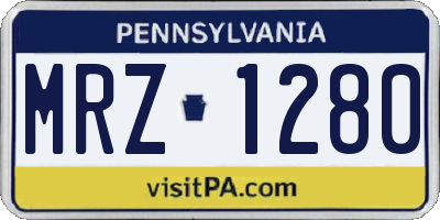 PA license plate MRZ1280